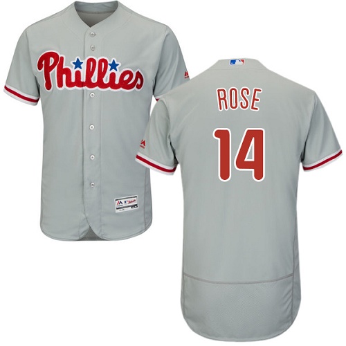 Phillies #14 Pete Rose Grey Flexbase Authentic Collection Stitched MLB Jersey